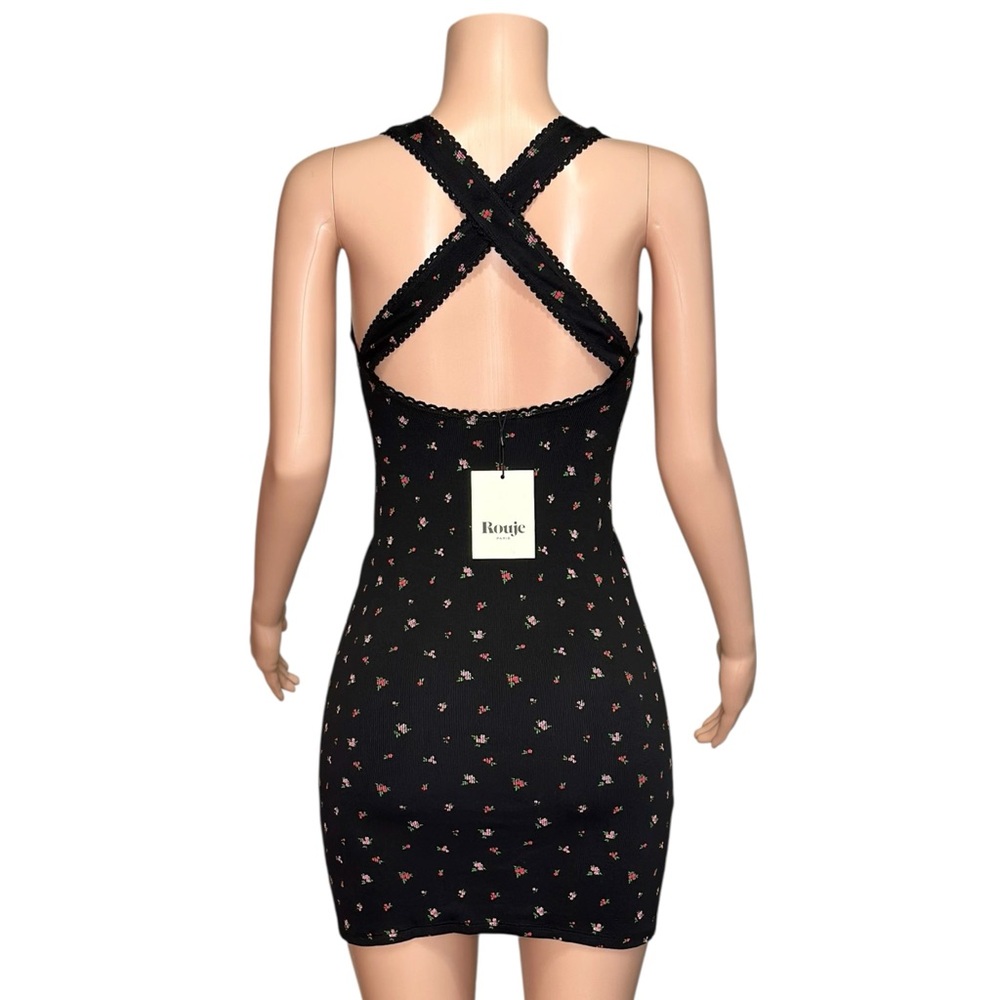 ROUJE PARIS Addie Mini Dress, Black Floral, FR36/US4 - Picture 10 of 15